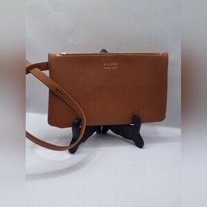 POLENE Leather Wrislet Pouch attachment in Camel Color Made in Spain
